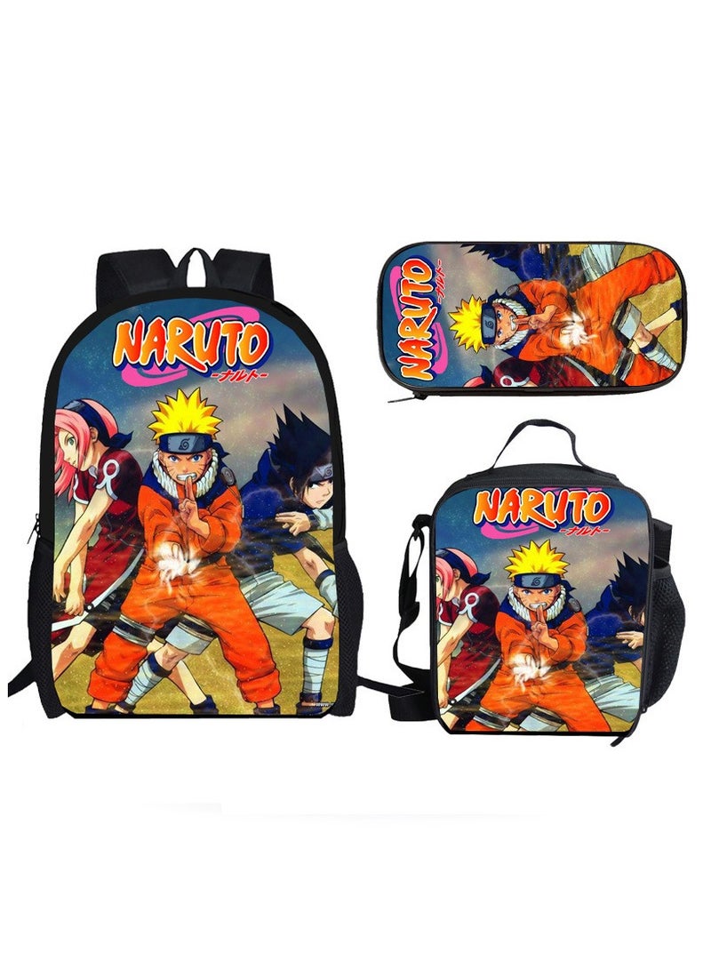 ناروتو حقيبة ظهر طلابية من الرسوم المتحركة والأنمي مكونة من ثلاث قطع 29*42*16 سم