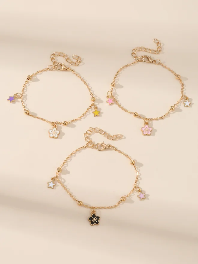 تايك تو Take Two Set of 3 - Flower Pendant Bracelet