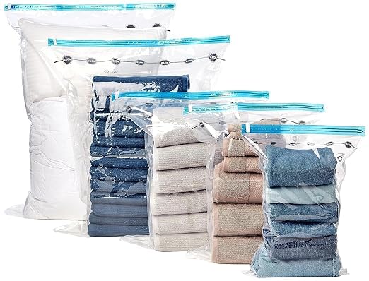 HEYOL Vacuum Bags For Clothes Storage With Hand Pump Reusable Compression Sealer for Home Travel Quilts Compact For Air Tight Seal Moving pack of 5 - Image 4
