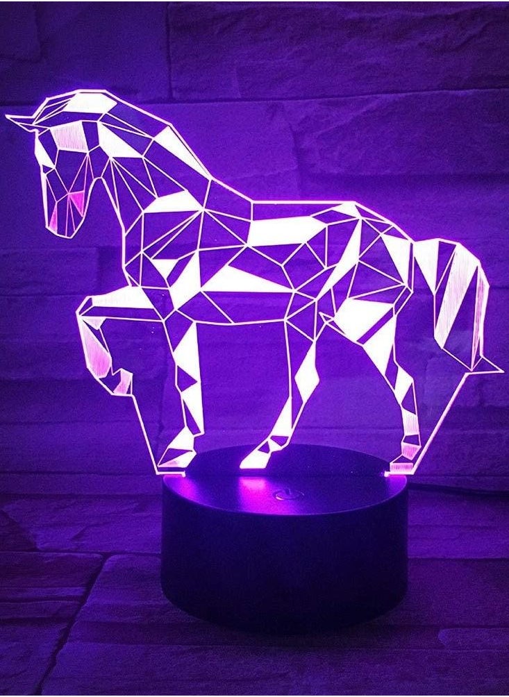 althiqahkey Multicolor New 3D LED Night Light Unicorn Horse R16 Color Changing Desk Lamp USB for Kids Gift Christmas House Ration  - Image 2