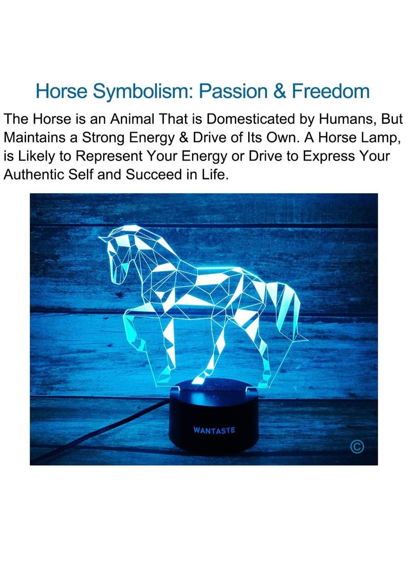 althiqahkey Multicolor New 3D LED Night Light Unicorn Horse R16 Color Changing Desk Lamp USB for Kids Gift Christmas House Ration  - Image 4