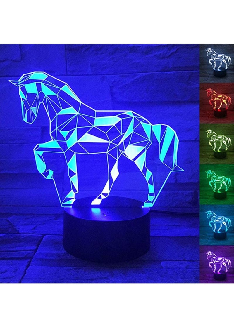 althiqahkey Multicolor New 3D LED Night Light Unicorn Horse R16 Color Changing Desk Lamp USB for Kids Gift Christmas House Ration  - Image 3