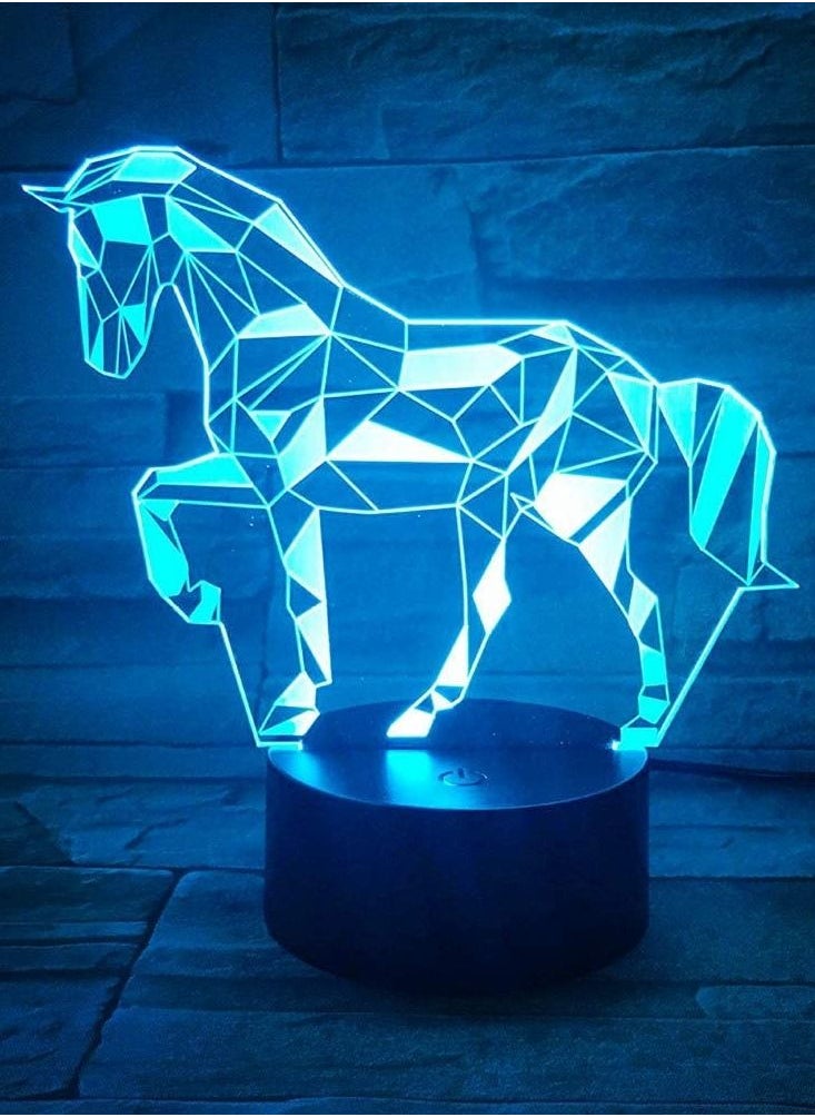 althiqahkey Multicolor New 3D LED Night Light Unicorn Horse R16 Color Changing Desk Lamp USB for Kids Gift Christmas House Ration  - Image 1