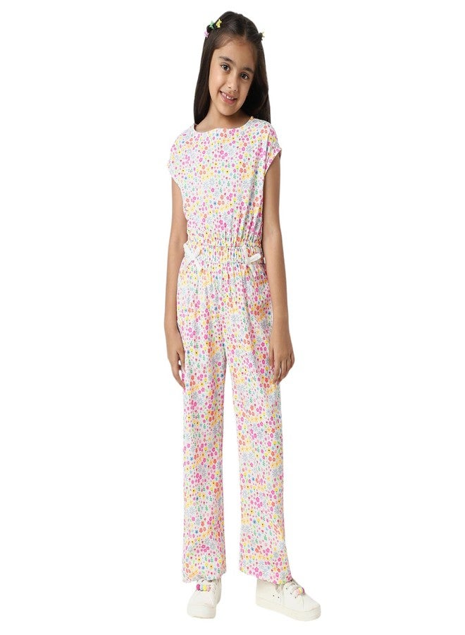 Nautinati Girls Capri Jumpsuit with Boat Neck | Cotton Blend | Age 4-8Years - Image 1