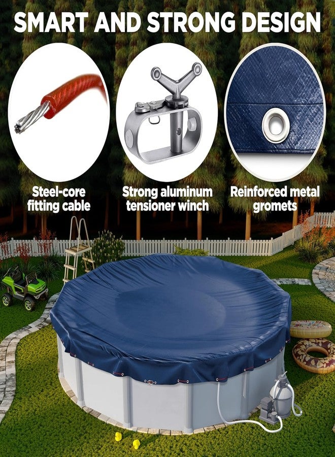 Shop Square 12 ft Round Pool Cover for Above Ground Pools, Above Ground Pool Cover, Swimming Pool Cover, Winter Pool Cover, Keeps Out Debris, Cold and UV Resistant, Supreme Mesh, Navy Blue - Image 5