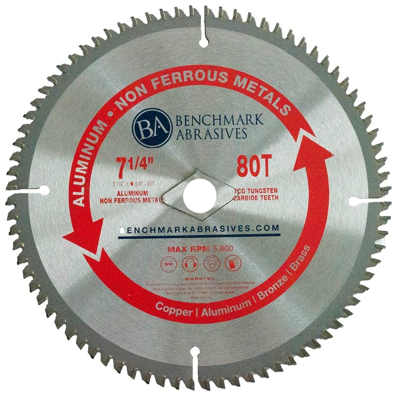 Benchmark Abrasives Tct 7-1/4 Inch Circular Saw Blade  Tungsten Carbide Tipped Non Ferrous Metal Cutting Saw Blades For Cutting Plastic  Fiberglass  Pvc  Aluminum Cutting Blade - (7-1/4"" - 80 Teeth) - Image 3