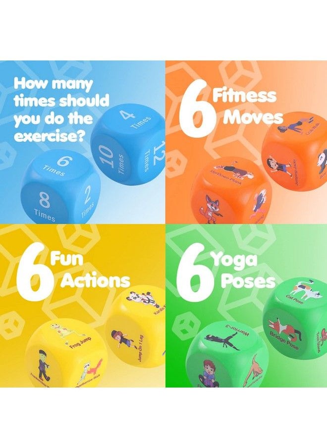 BETTERLINE - Fun Fitness Dice For Kids Children'S Workout Dice And Yoga Dice Set Fitness Exercise Dice Game With Kids Yoga Poses Childrens Foam Exercise Dice Great Kids Exercise Equipment Kids Ages 3+ - Image 1