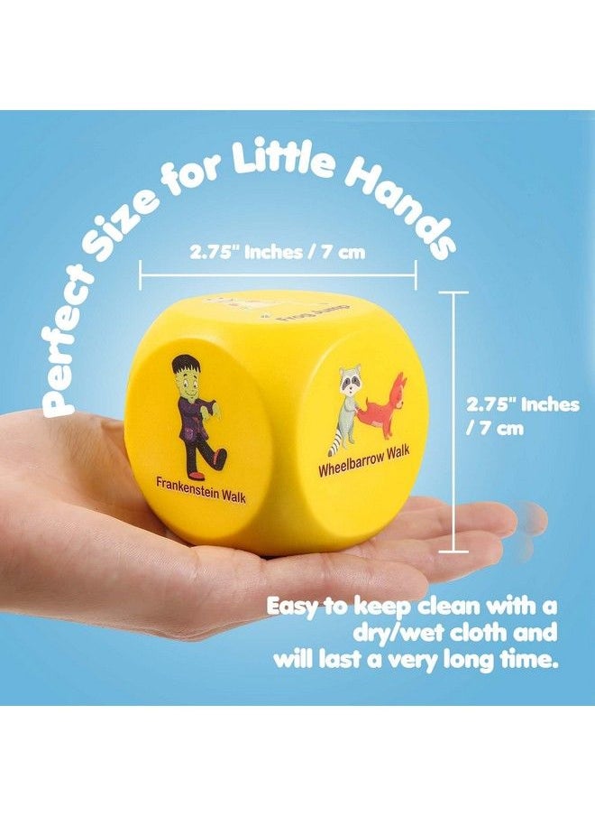 BETTERLINE - Fun Fitness Dice For Kids Children'S Workout Dice And Yoga Dice Set Fitness Exercise Dice Game With Kids Yoga Poses Childrens Foam Exercise Dice Great Kids Exercise Equipment Kids Ages 3+ - Image 1