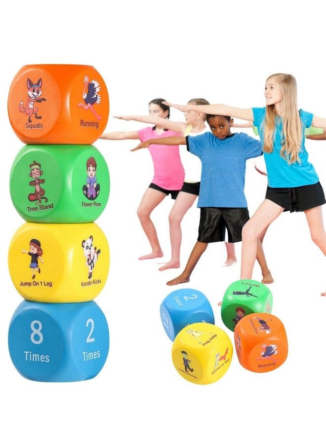 BETTERLINE - Fun Fitness Dice For Kids Children'S Workout Dice And Yoga Dice Set Fitness Exercise Dice Game With Kids Yoga Poses Childrens Foam Exercise Dice Great Kids Exercise Equipment Kids Ages 3+ - Image 1