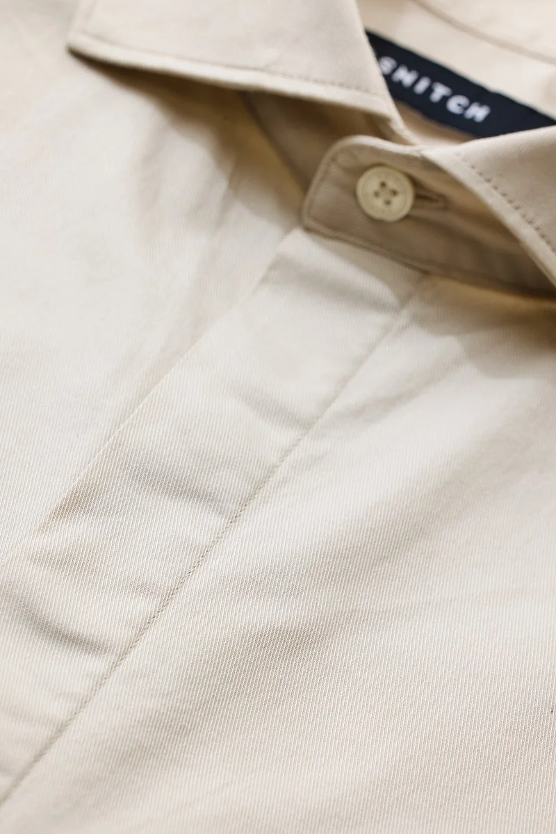 SNITCH Beige Slim Fit Stretch Shirt