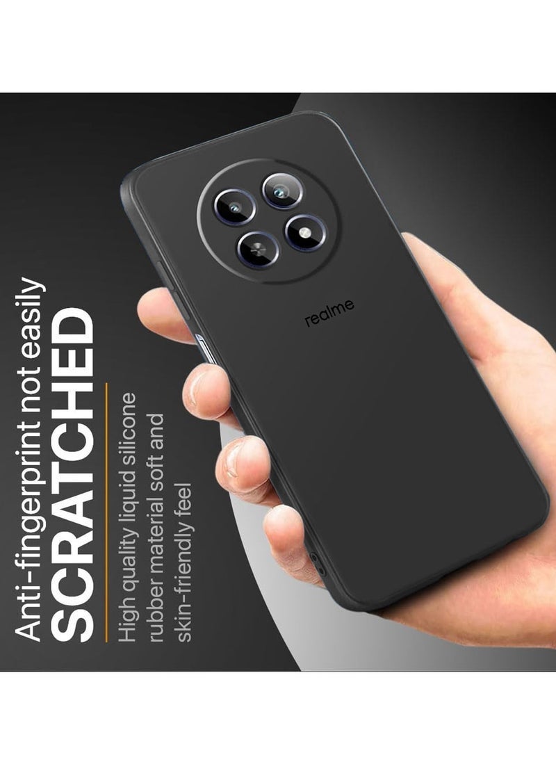راكسوم غطاء حماية فاخر من السيليكون السائل الناعم لهاتف Realme 12 5G 2024 - مقاوم للصدمات والخدوش، غطاء حماية ناعم الملمس - أسود - Image 5