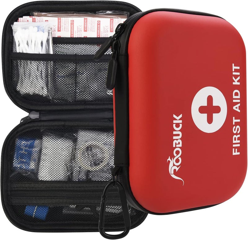 ROOBUCK First Aid Kit for Hiking Backpacking Camping Travel Car  Cycling with Waterproof Laminate Bags You Protect Your Supplies Be Prepared for All Outdoor Adventures or at Home  Work Red - Image 1