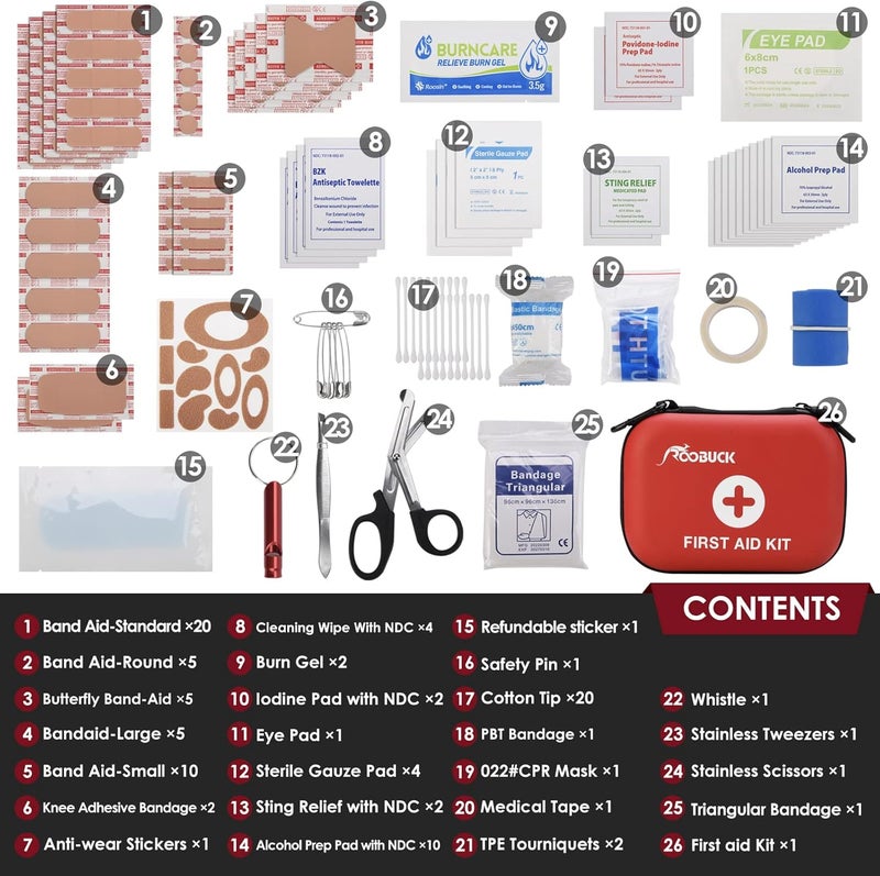ROOBUCK First Aid Kit for Hiking Backpacking Camping Travel Car  Cycling with Waterproof Laminate Bags You Protect Your Supplies Be Prepared for All Outdoor Adventures or at Home  Work Red - Image 3