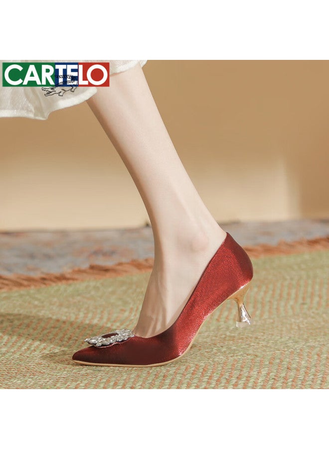 Cartelo Crystal Pointed Toe High Heel Wedding Shoes Kcc 5 Red Size 38 - Image 5