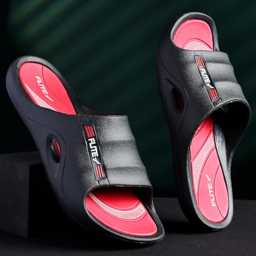 FLITE Men's Slides/SlipperS for Boys/Flip Flop (Red-Black, 7) - Image 2
