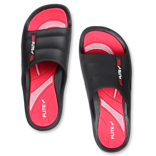 FLITE Men's Slides/SlipperS for Boys/Flip Flop (Red-Black, 7) - Image 3