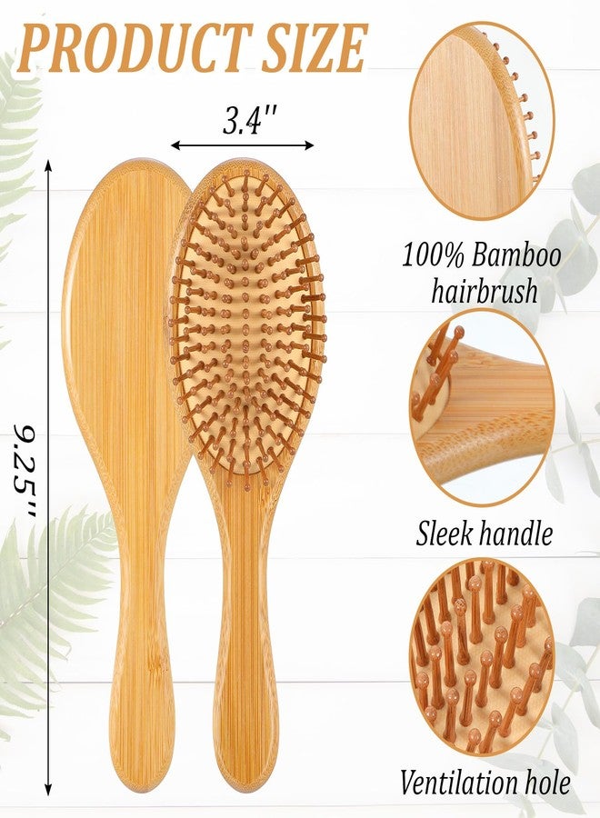 Caeuiciw 10 Pcs Bamboo Hair Brush, Bulk Natural Wooden Paddle Brush Round-tipped Bamboo Bristles Lightweight Massage Scalp Hair Combs Anti Staticfor Women Men and Children, Stimulates Scalp for Hair Growth(9.2 - Image 2