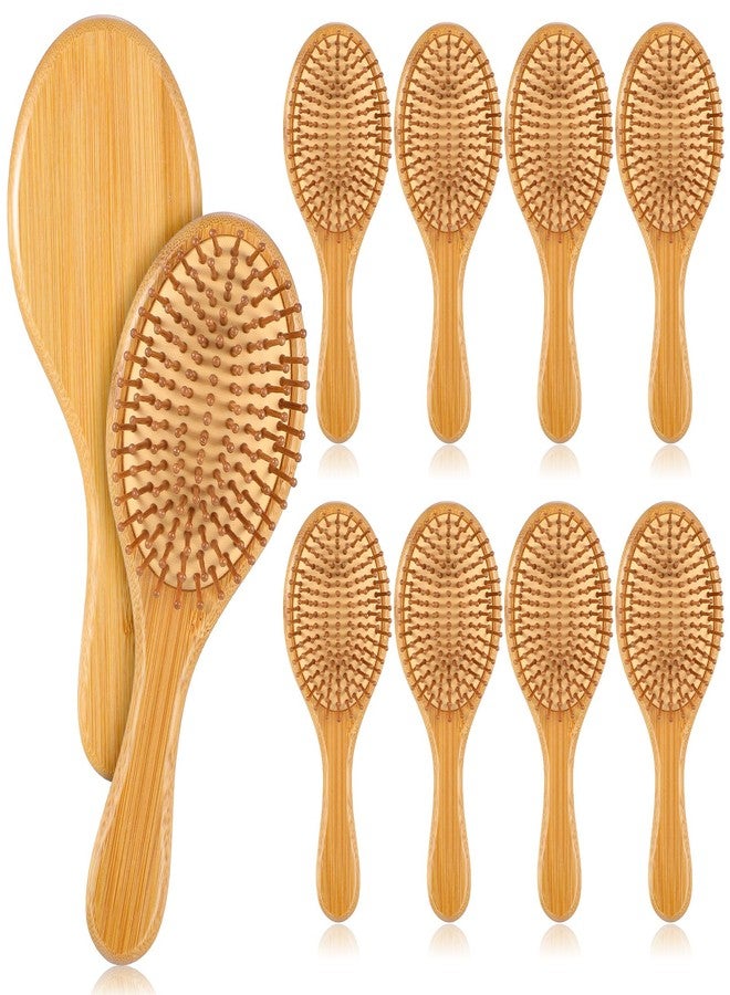 Caeuiciw 10 Pcs Bamboo Hair Brush, Bulk Natural Wooden Paddle Brush Round-tipped Bamboo Bristles Lightweight Massage Scalp Hair Combs Anti Staticfor Women Men and Children, Stimulates Scalp for Hair Growth(9.2 - Image 1