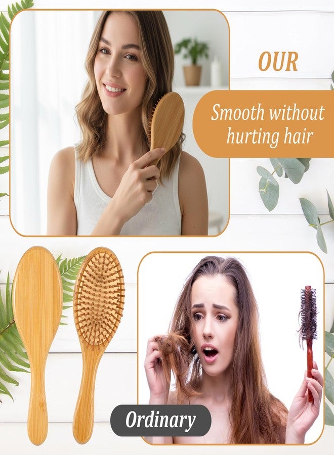 Caeuiciw 10 Pcs Bamboo Hair Brush, Bulk Natural Wooden Paddle Brush Round-tipped Bamboo Bristles Lightweight Massage Scalp Hair Combs Anti Staticfor Women Men and Children, Stimulates Scalp for Hair Growth(9.2 - Image 4