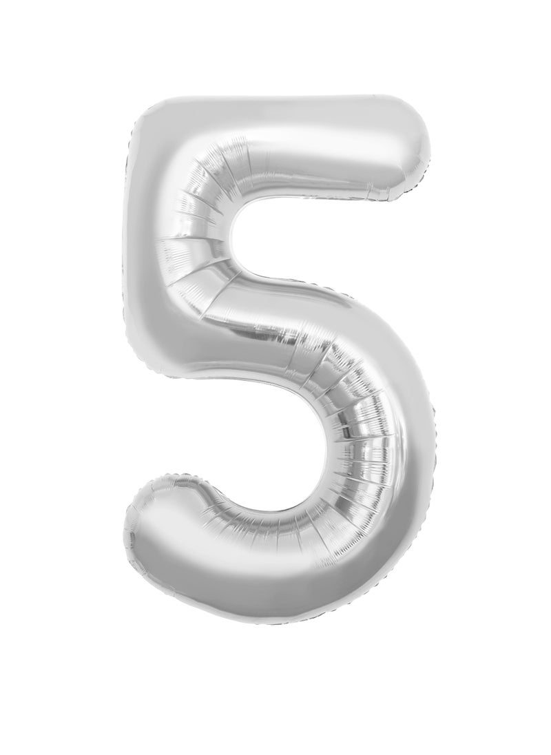Party Zone Silver Foil Balloon Number 5 52" 