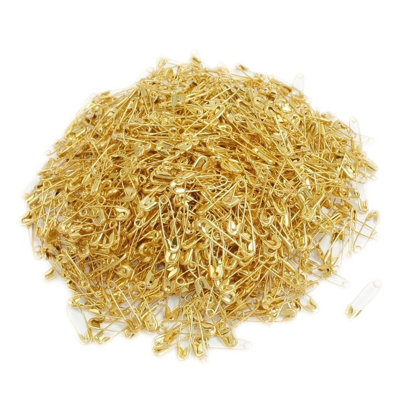 Bezall Small Safety Pins Gold Bulk for Clothes Quilting Sewing Fastening Garment Hang Tags Jewelry Making 19mm Metal 2000Pcs