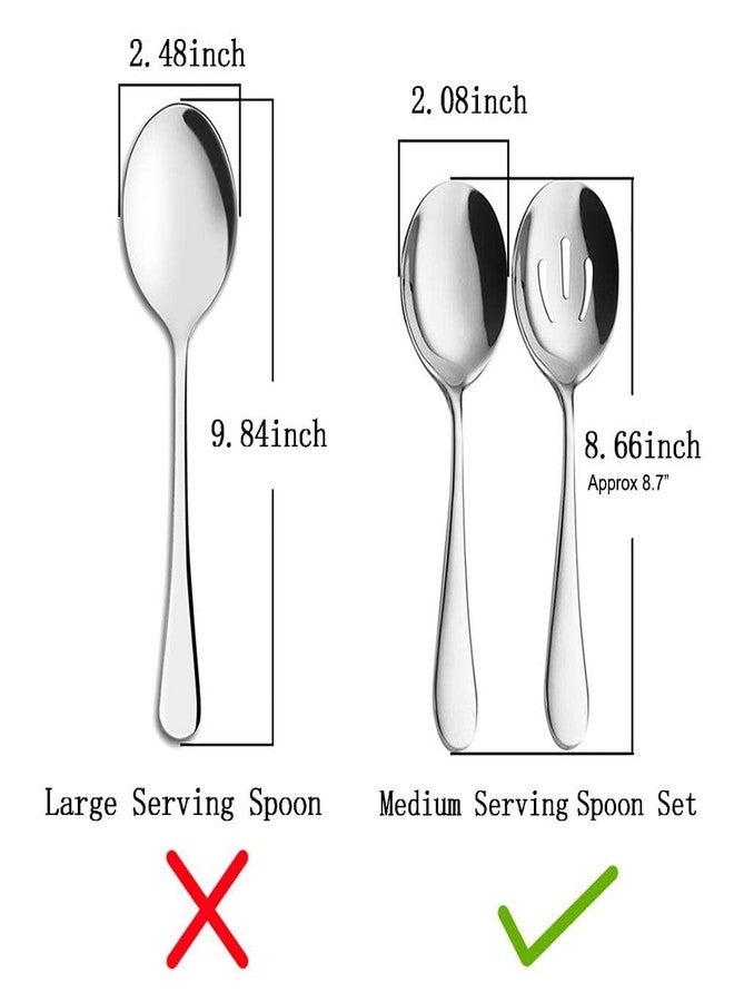 AOOSY Serving Spoons x 3, Slotted Spoons x 3, 8.7 inches Utility Advanced Performance Skimmer Perforated, Stainless Steel Serving Utensils Set for Buffet Can Banquet Cooking Kitchen Basics - Image 2