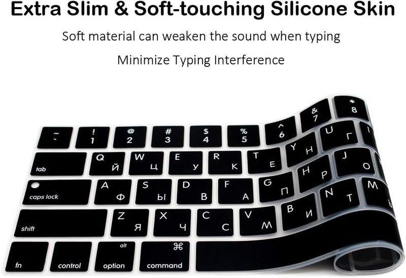 ProElife Ultra Thin Russian Keyboard Cover Skin for MacBook Pro 13 Inch 2022 2021 2020 (Apple M2 Chip/Apple M1 Chip A2338/A2289/A2251) and 2019 MacBook Pro 16 Inch (Model A2141) Protector (Black) - Image 5