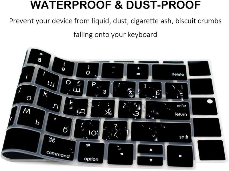 ProElife Ultra Thin Russian Keyboard Cover Skin for MacBook Pro 13 Inch 2022 2021 2020 (Apple M2 Chip/Apple M1 Chip A2338/A2289/A2251) and 2019 MacBook Pro 16 Inch (Model A2141) Protector (Black) - Image 4