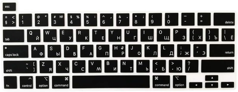 ProElife Ultra Thin Russian Keyboard Cover Skin for MacBook Pro 13 Inch 2022 2021 2020 (Apple M2 Chip/Apple M1 Chip A2338/A2289/A2251) and 2019 MacBook Pro 16 Inch (Model A2141) Protector (Black) - Image 3