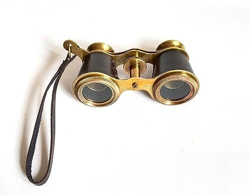 SIFAAT World Captains Brass Binocular - Handheld Brown Leather Solid Brass Opera Glasses Binocular-Pocket Size Binoculars for Kids (NO Zoom, NO Magnification) - Image 3