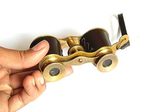 SIFAAT World Captains Brass Binocular - Handheld Brown Leather Solid Brass Opera Glasses Binocular-Pocket Size Binoculars for Kids (NO Zoom, NO Magnification) - Image 2
