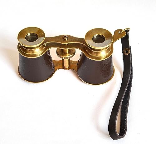 SIFAAT World Captains Brass Binocular - Handheld Brown Leather Solid Brass Opera Glasses Binocular-Pocket Size Binoculars for Kids (NO Zoom, NO Magnification) - Image 4