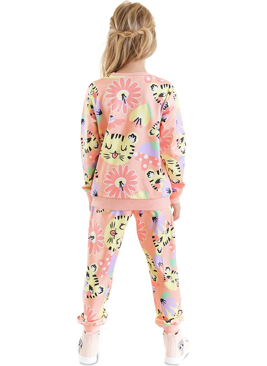 Denokids Floral Cat Girl Tracksuit