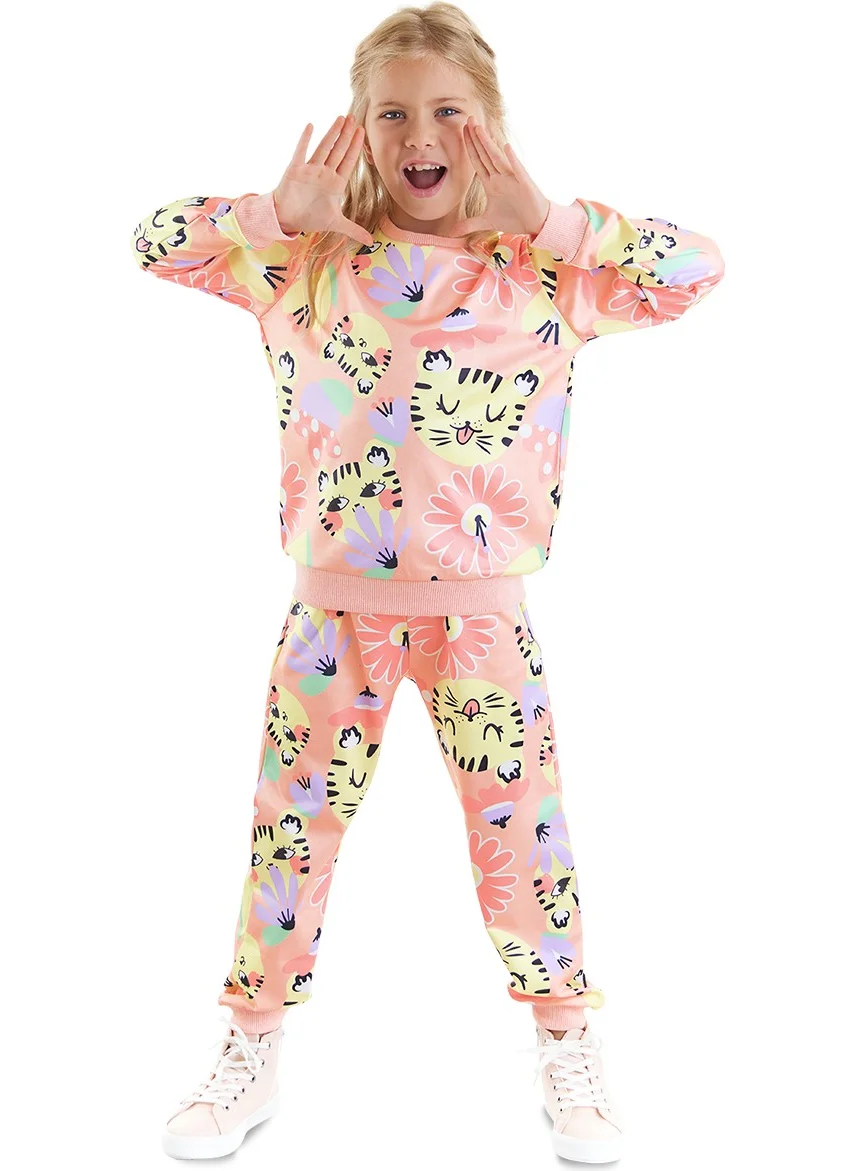 Denokids Floral Cat Girl Tracksuit