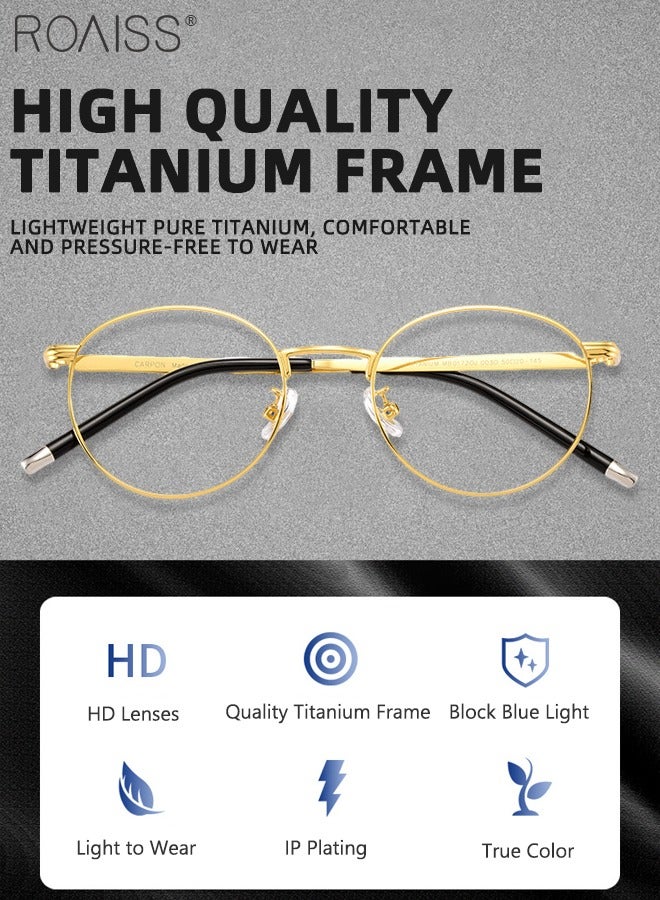 roaiss Blue Light Blocking Glasses for Unisex Blue Light Filter Computer Reading Gaming TV Phones Round Eyeglasses with Titanium Frame Fashion Anti Glare Eyewear for Men Women Gold 50mm - Image 3