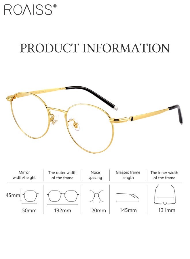 roaiss Blue Light Blocking Glasses for Unisex Blue Light Filter Computer Reading Gaming TV Phones Round Eyeglasses with Titanium Frame Fashion Anti Glare Eyewear for Men Women Gold 50mm - Image 4