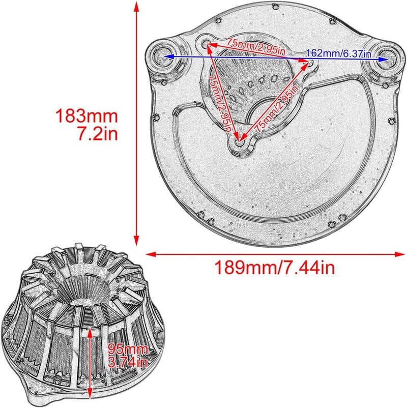 Yurefax Black Motorcycle Air Cleaner Filter and Horn Cover - Image 2