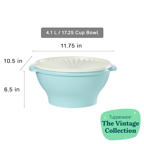 Tupperware Heritage Collection 17.25 Cup Bowl with Starburst Lid, Light Blue Vintage Color, Dishwasher Safe and BPA Free (4.1 L) - Image 3