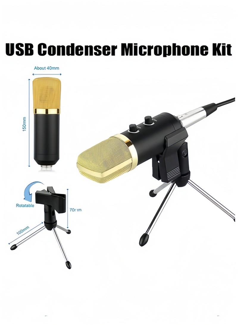 PC Microphone, USB Condenser Microphone Kit, Professional Recording Plug and Play Microphone Set, with Tripod Stand, for Computer Laptop Singing Podcasting Streaming Gaming - Image 1