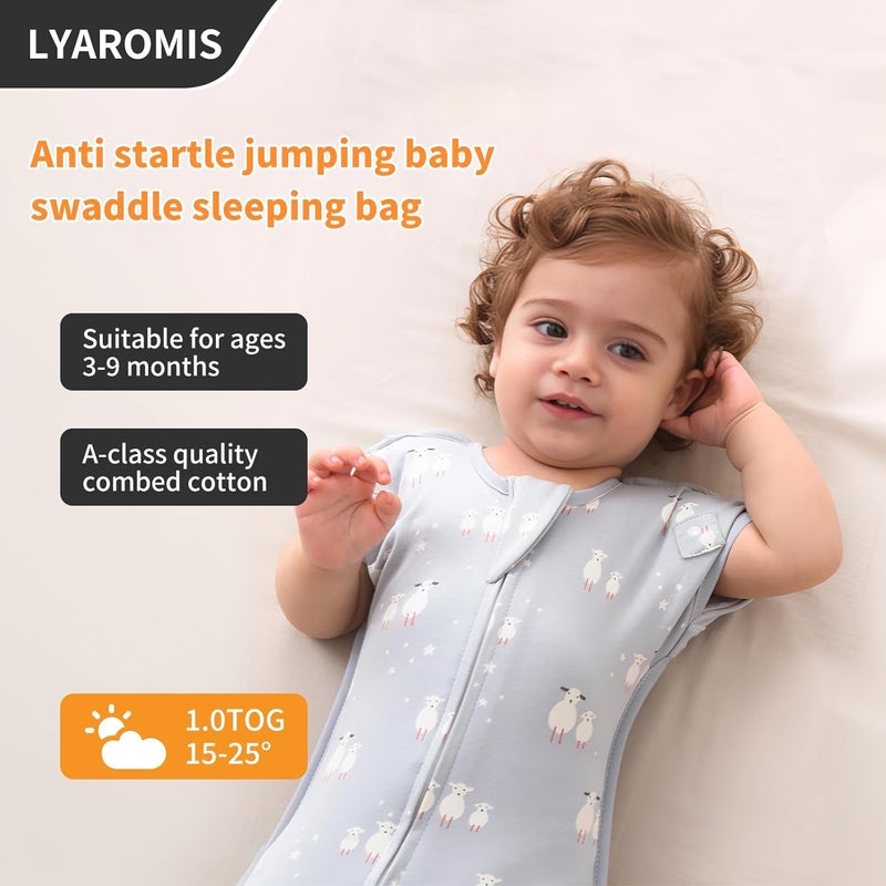 LYAROMIS كيس نوم للأطفال، لفائف قماط للمواليد الجدد مع أكمام، سحاب ثنائي الاتجاه للأحجام S (0-3 أشهر) M (3-6 أشهر) L (6-9 أشهر)، لفائف نوم فائقة النعومة، يحسن النوم، يساعد على تهدئة رد فعل الارتجاج، ضروري للمواليد الجدد، 1TOG - Image 2