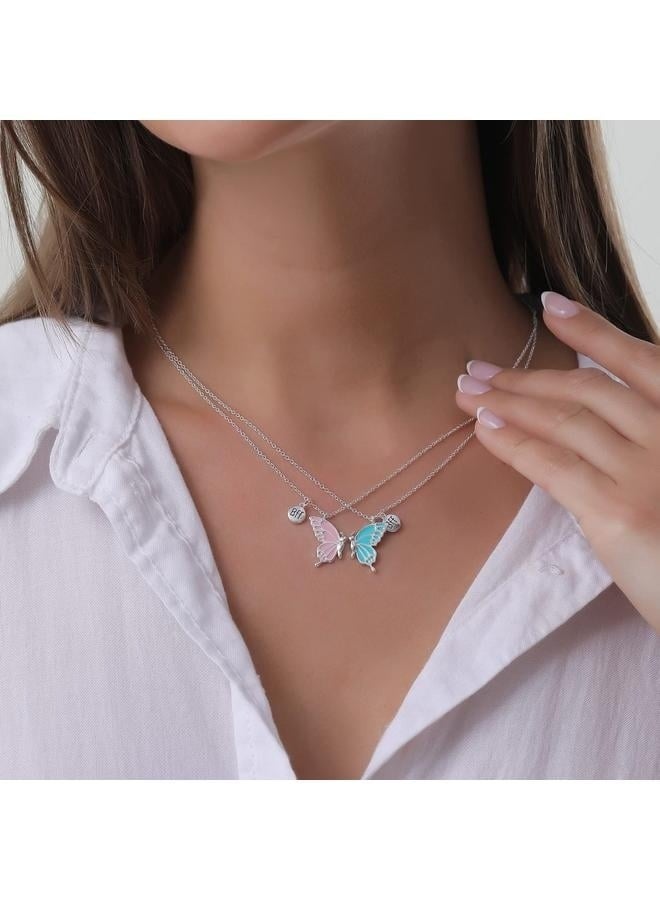 Cute erfly Necklaces for 2, Enamel erfly Friendship Necklace for Teen Girls Women Best Friend Birthday Gift  - Image 1