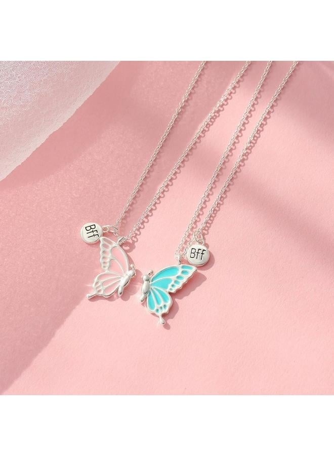 Cute erfly Necklaces for 2, Enamel erfly Friendship Necklace for Teen Girls Women Best Friend Birthday Gift  - Image 3