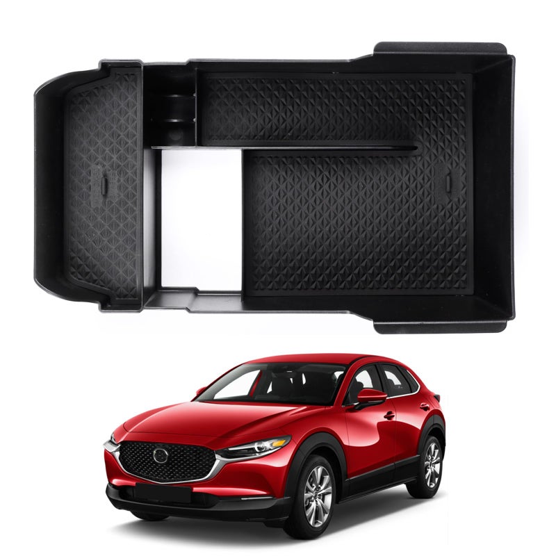Autorder Center Console Organizer for Mazda CX30 2020-2025 2026 Accessories Armrest Storage Box Secondary Insert Tray with Black Anti-Slip Mat - Image 1