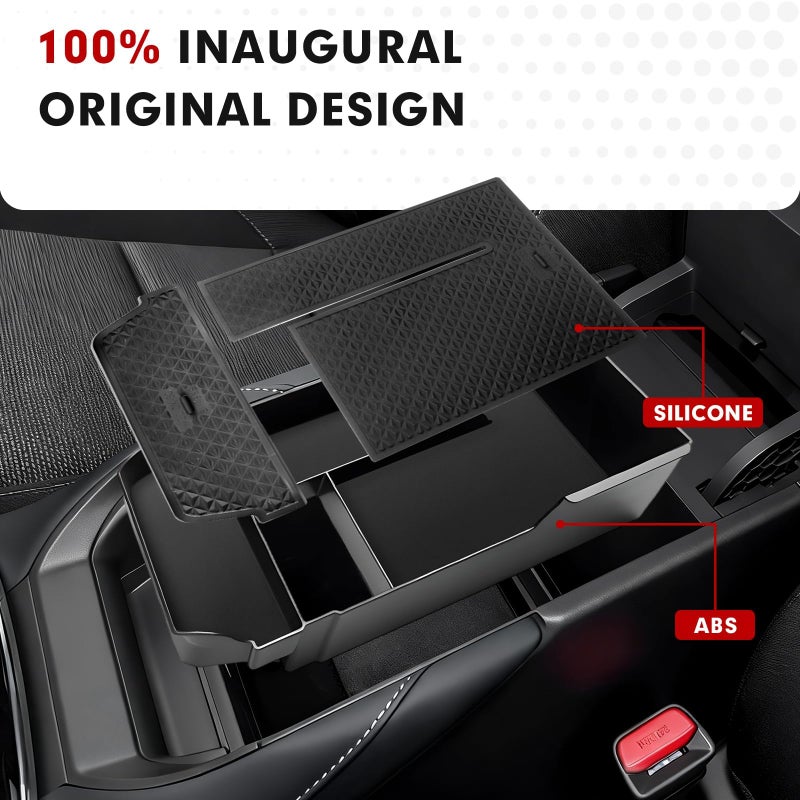 Autorder Center Console Organizer for Mazda CX30 2020-2025 2026 Accessories Armrest Storage Box Secondary Insert Tray with Black Anti-Slip Mat - Image 3