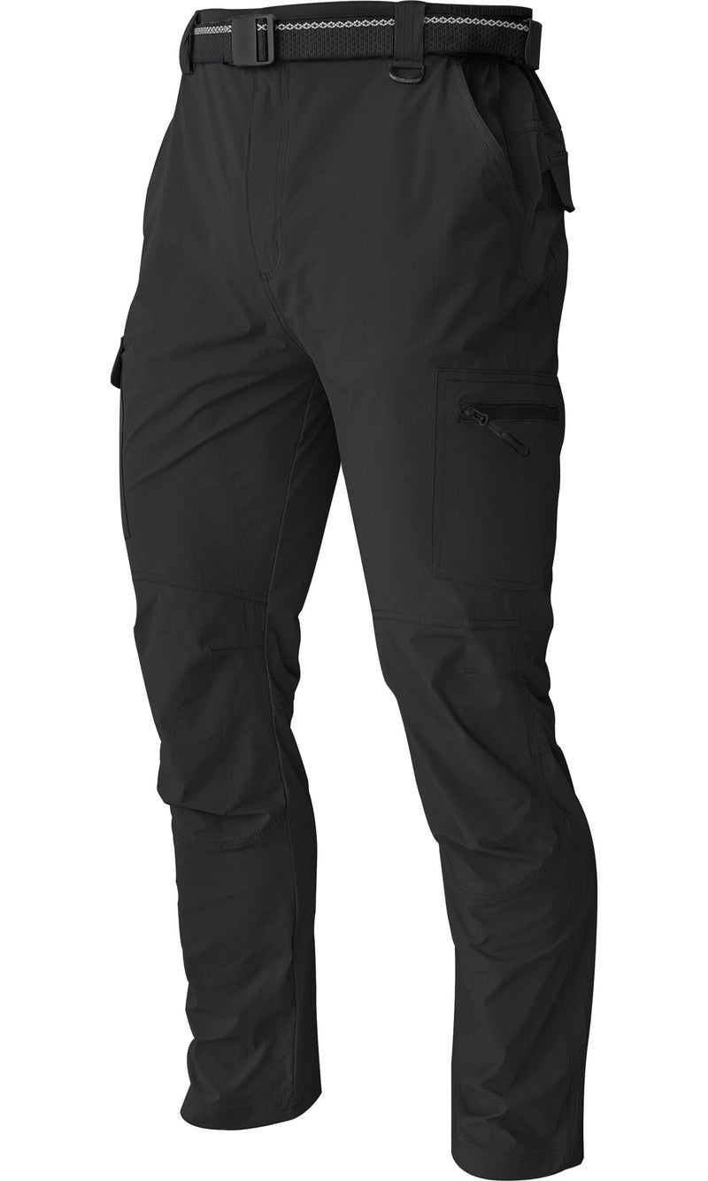 AREOUTS Men's Cargo Work Hiking Pants Lightweight Water Resistant Quick Dry Fishing Travel Camping Outdoor Breathable Multi Pockets Black M - Image 1