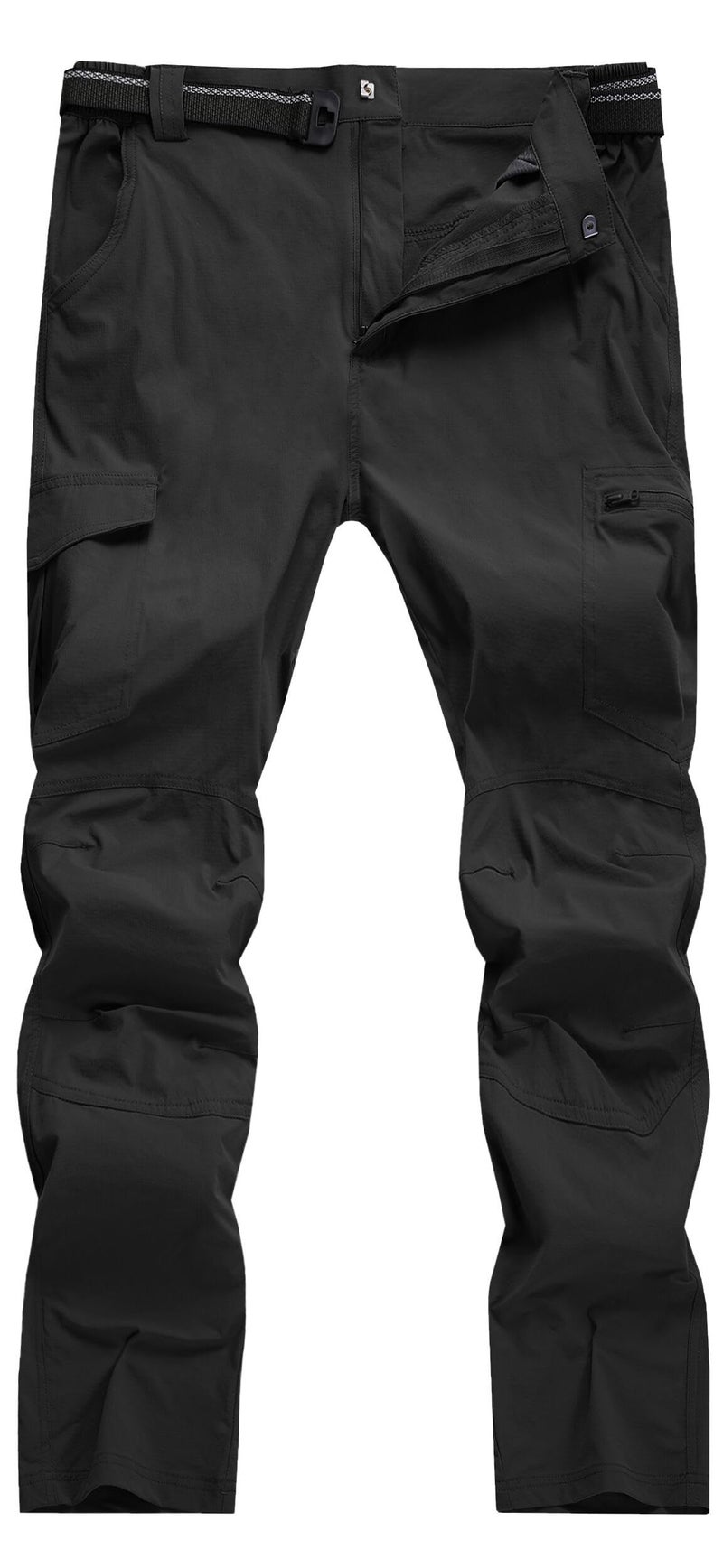 AREOUTS Men's Cargo Work Hiking Pants Lightweight Water Resistant Quick Dry Fishing Travel Camping Outdoor Breathable Multi Pockets Black M - Image 2