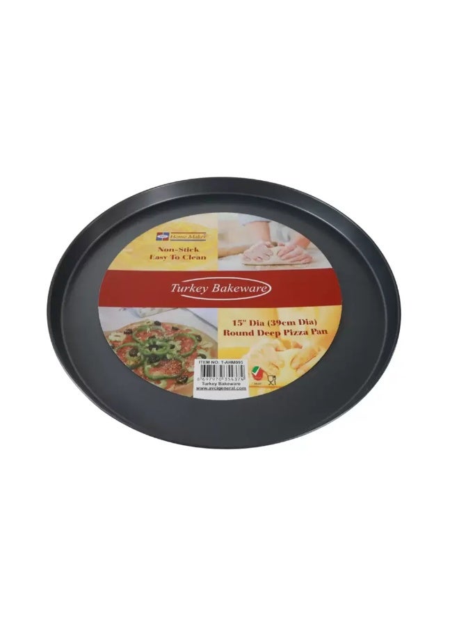 Home Maker Round Carbon Steel Non-Stick Round Deep Pizza Pan- 39cm Diameter - Image 2
