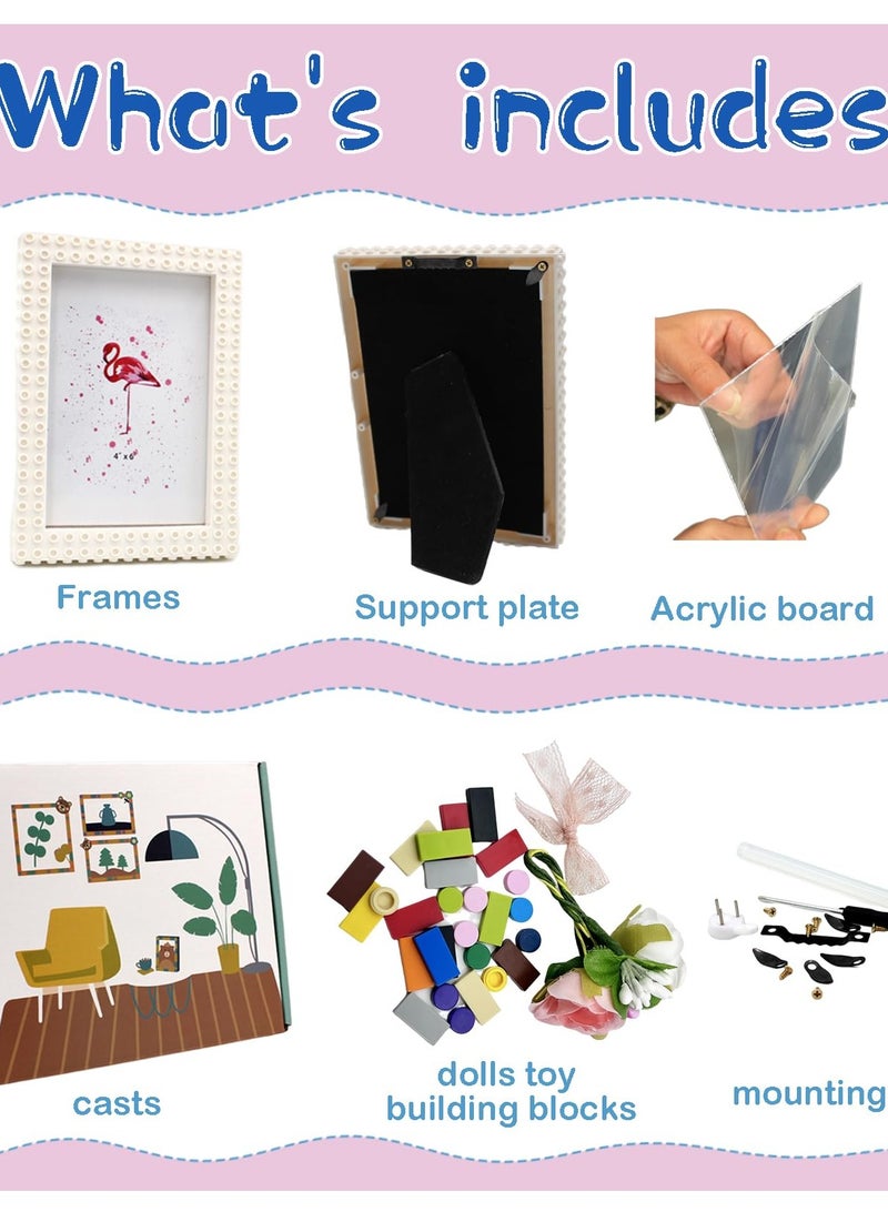 Excefore أطقم صنع إطارات الصور للأطفال، اصنع إطارات صور بلوك 4x6 بنفسك، هدية فنية وحرفية ممتعة وإبداعية للأولاد والبنات من عمر 6-8 سنوات - Image 2