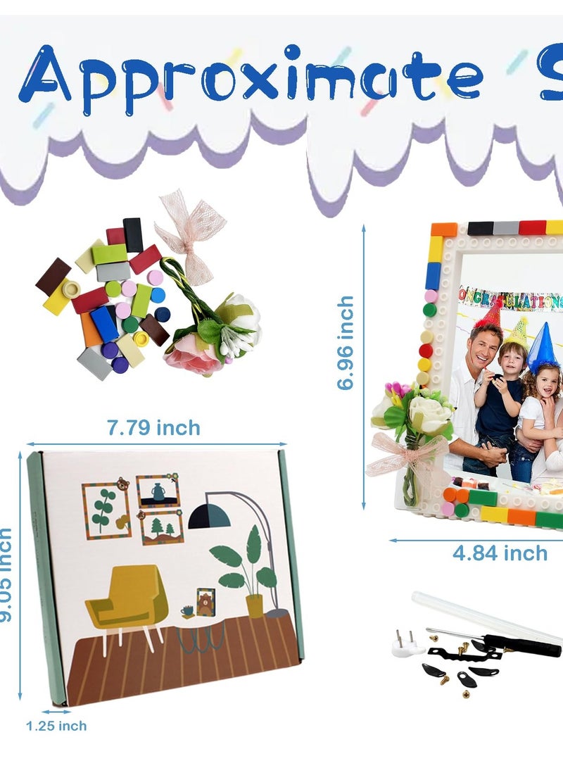 Excefore أطقم صنع إطارات الصور للأطفال، اصنع إطارات صور بلوك 4x6 بنفسك، هدية فنية وحرفية ممتعة وإبداعية للأولاد والبنات من عمر 6-8 سنوات - Image 5