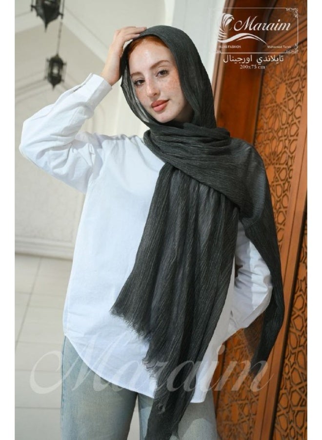 Women's imported Thai gauze scarf, lightweight and soft, measuring 75 x 200 cm, suitable for everyday wear and outings. - Image 3